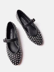 Mint Velvet Black Diamante Ballet Pumps - Image 1 of 3