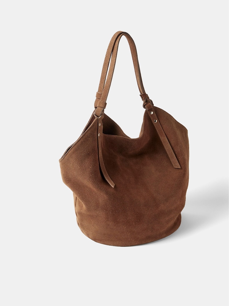 Mint Velvet Brown Suede Shoulder Bag - Image 4 of 4