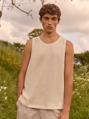 White Relaxed Fit EDIT Textured Vest - Image 1 of 7