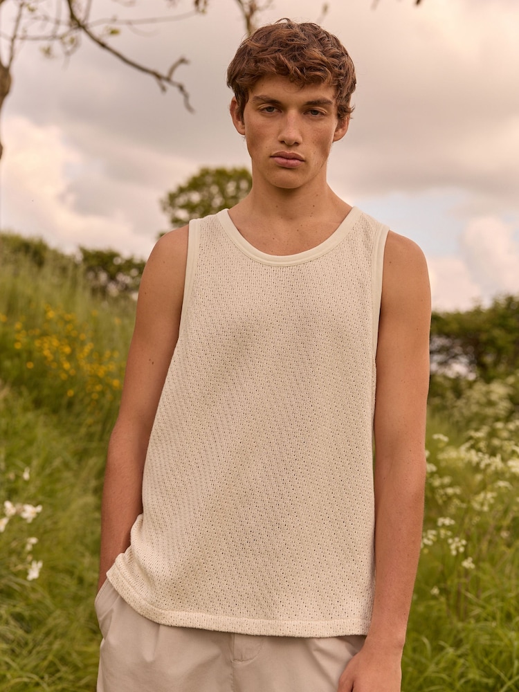 White Relaxed Fit EDIT Textured Vest - Image 1 of 7 White Relaxed Fit EDIT Textured Vest - Image 1 of 7