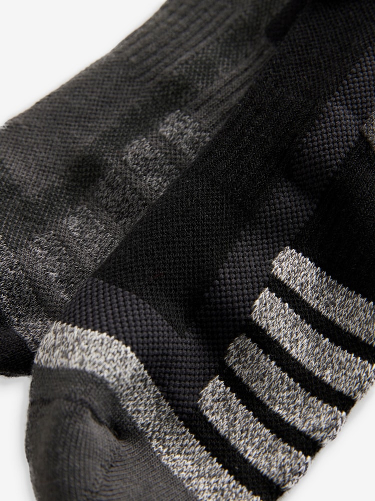 Black/Grey Active Cushioned Walking Socks 2 Pack - Image 7 of 7