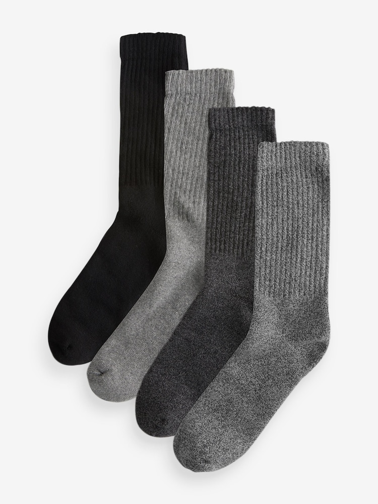 Grey/Black Heavyweight Socks 4 Pack - Image 1 of 7