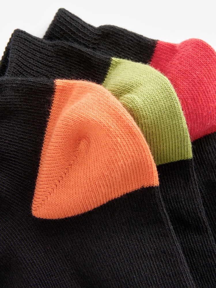Black Striped Footbed Mens Cotton Rich Trainer Socks 7 Pack - Image 10 of 10