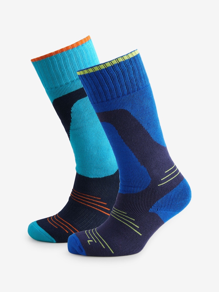 Black/Blue Ski Socks 2 Pack - Image 1 of 5