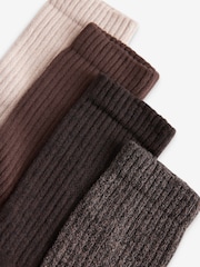 Cream/Brown Heavyweight Socks 4 Pack - Image 6 of 7