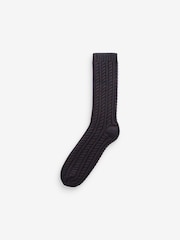 Brown/Navy Cable Socks 2 Pack - Image 2 of 5