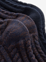 Brown/Navy Cable Socks 2 Pack - Image 5 of 5