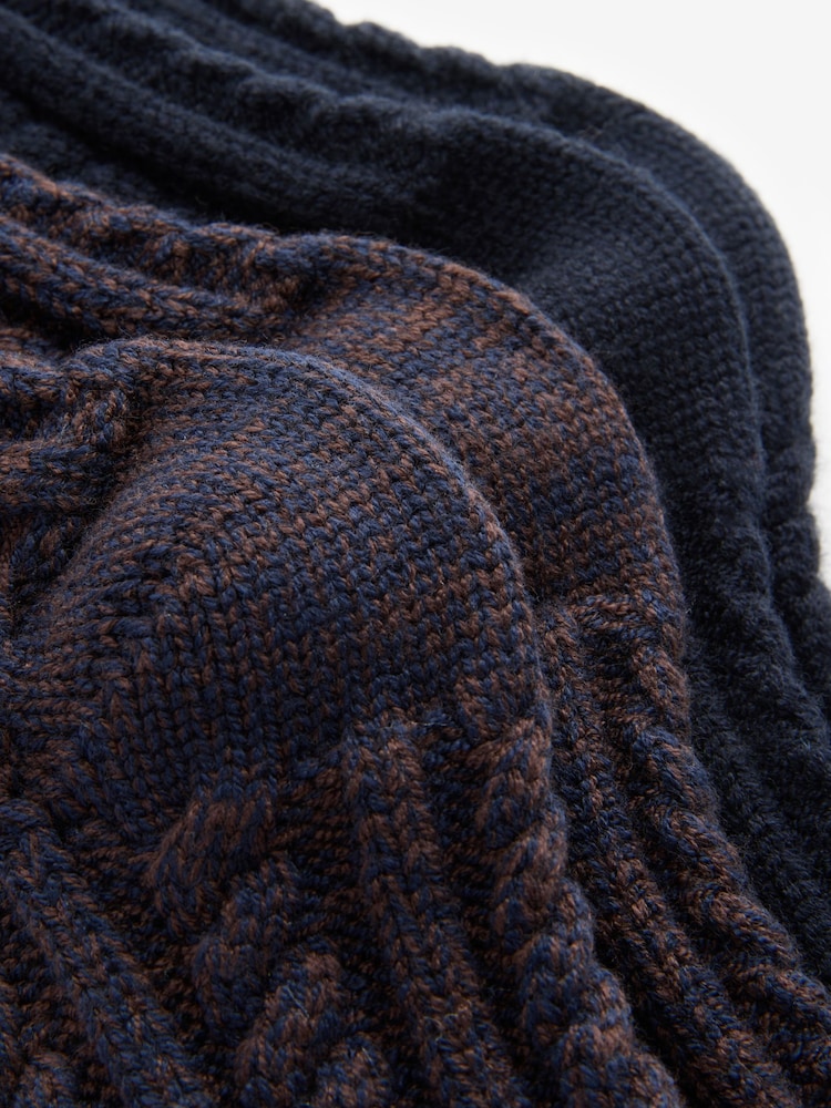 Brown/Navy Cable Socks 2 Pack - Image 5 of 5