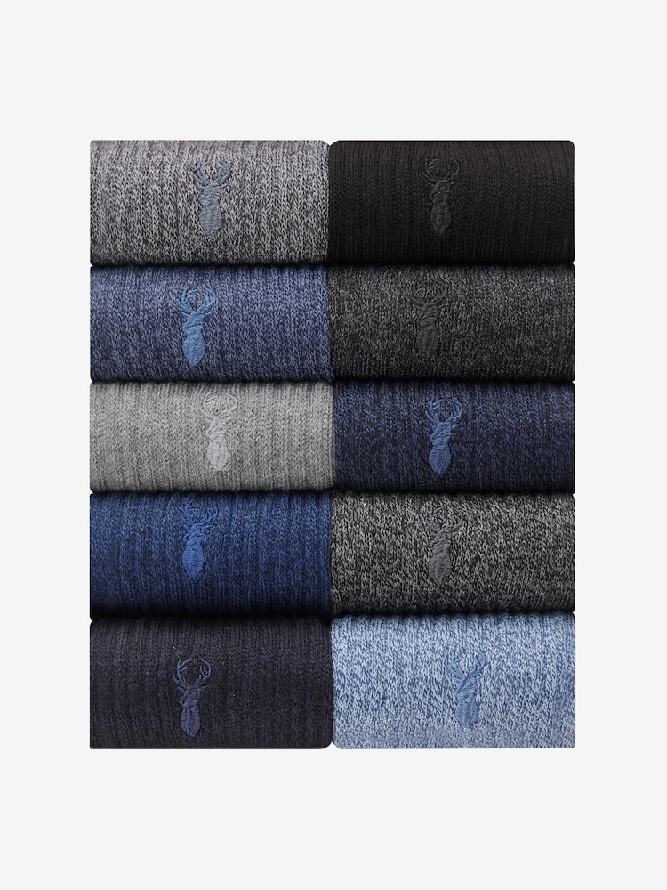 Blue Tones Heavyweight Socks 10 Pack - Image 1 of 14