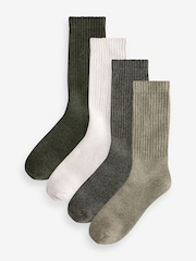 Green/Cream Heavyweight Socks 4 Pack - Image 1 of 7