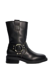 Dune London Black Pally Low Biker Boots - Image 2 of 5