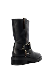 Dune London Black Pally Low Biker Boots - Image 3 of 5