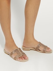 Dune London Gold Loupe Smart Slider Sandals - Image 1 of 5