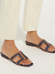 Dune London Blue Loupe Smart Slider Sandals - Image 1 of 5