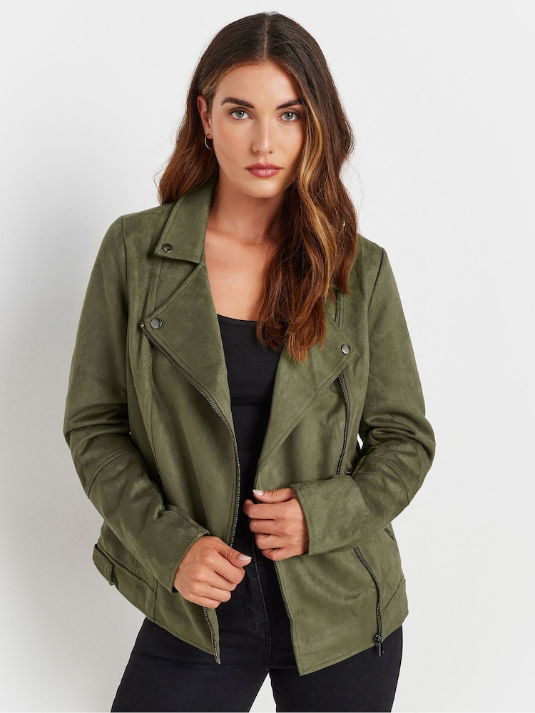 Verde - Chaqueta motera de ante sintético de Long Tall Sally - Imagen 1 de 5 Verde - Chaqueta motera de ante sintético de Long Tall Sally - Imagen 1 de 5