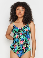 M&Co Black Rainbow Tropical Triple Frill Swimsuit - Image 4 of 7