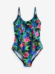 M&Co Black Rainbow Tropical Triple Frill Swimsuit - Image 5 of 7