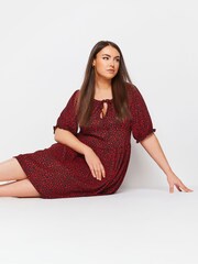 Yours Curve Black Chrome Floral Print Textured Mini Dress - Image 2 of 5
