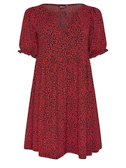 Yours Curve Black Chrome Floral Print Textured Mini Dress - Image 5 of 5