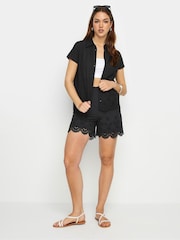 Long Tall Sally Black Broderie Anglaise 100% Cotton Shorts - Image 1 of 5