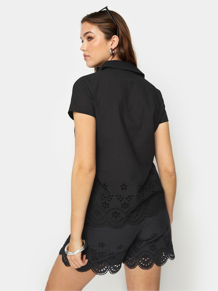 Long Tall Sally Black Broderie Anglaise 100% Cotton Shorts - Image 2 of 5