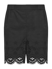 Long Tall Sally Black Broderie Anglaise 100% Cotton Shorts - Image 5 of 5