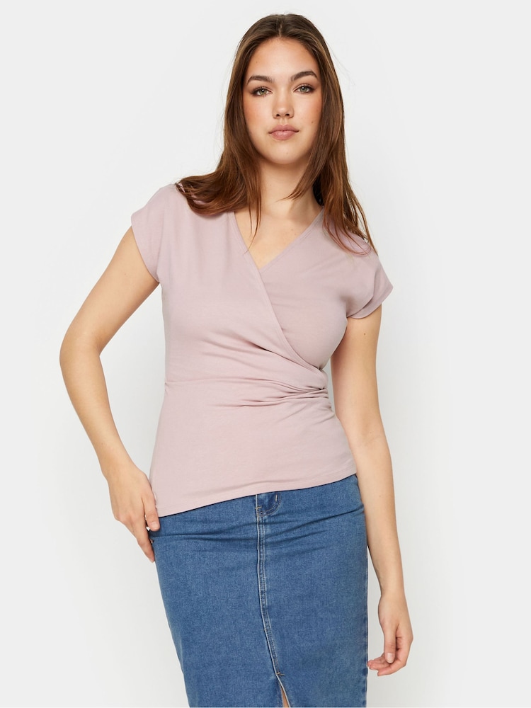 Long Tall Sally Blue Grown On Sleeve Wrap Tops 2 Pack - Image 2 of 6