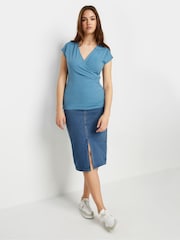 Long Tall Sally Blue Grown On Sleeve Wrap Tops 2 Pack - Image 3 of 6