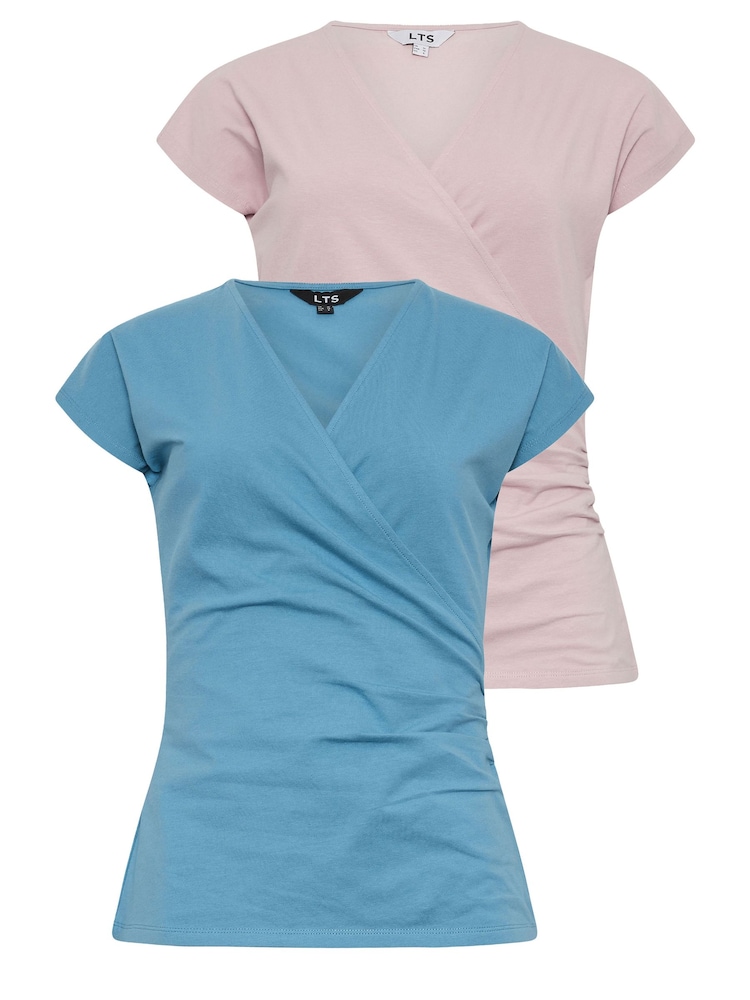 Long Tall Sally Blue Grown On Sleeve Wrap Tops 2 Pack - Image 6 of 6 Long Tall Sally Blue Grown On Sleeve Wrap Tops 2 Pack - Image 6 of 6