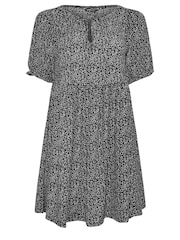 Yours Curve Light Black Floral Print Textured Mini Dress - Image 5 of 5