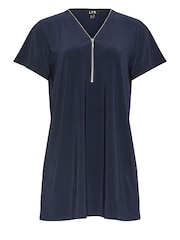 Long Tall Sally Blue Zip Detail T-Shirt - Image 5 of 5