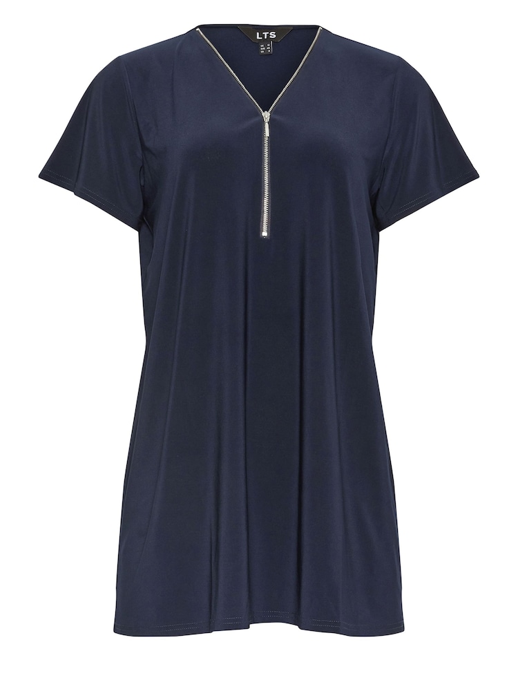 Long Tall Sally Blue Zip Detail T-Shirt - Image 5 of 5