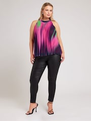 Yours Curve Pink Abstract Pleated Top - Image 1 of 5