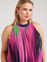 Yours Curve Pink Abstract Pleated Top - Image 3 of 5