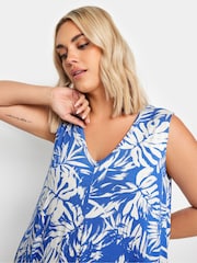 Yours Curve Blue Leaf Print Mini Dress - Image 4 of 5