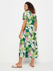 M&Co Green Tropical Print Twist Front Short Sleeve Dress - Image 3 of 5