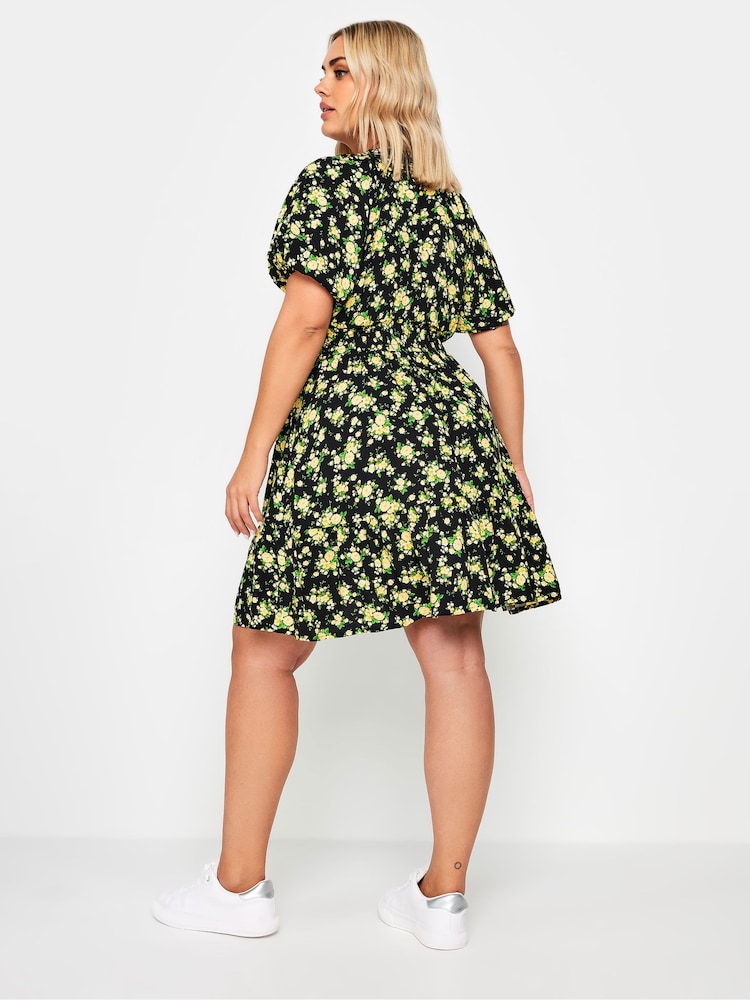Yours Curve Black Batwing Button Through Dress - Image 2 of 5
