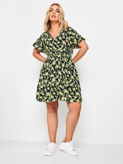 Yours Curve Black Batwing Button Through Dress - Image 3 of 5