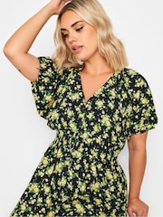 Yours Curve Black Batwing Button Through Dress - Image 4 of 5