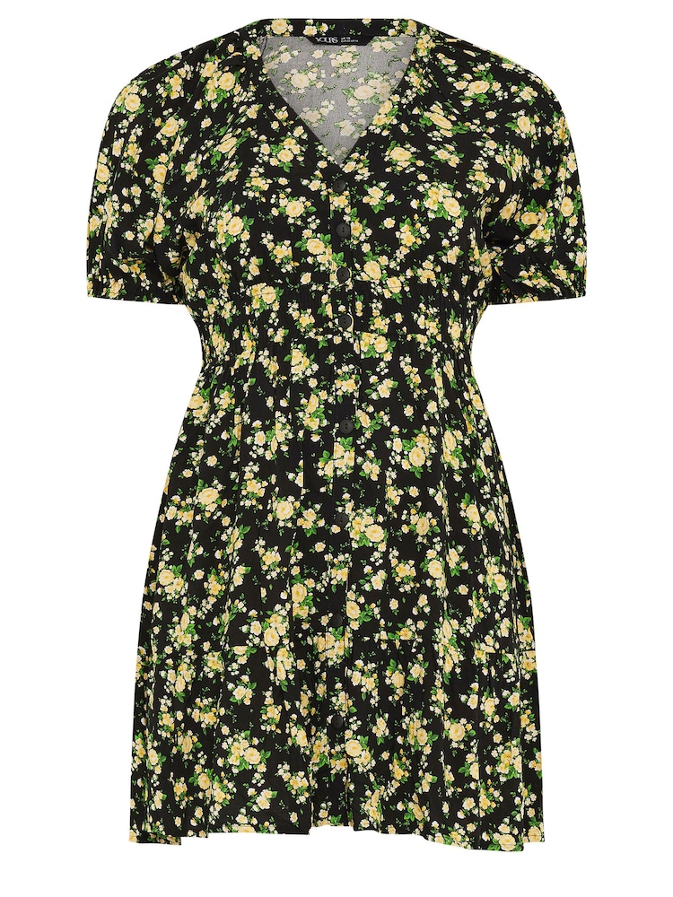 Yours Curve Black Batwing Button Through Dress - Image 5 of 5