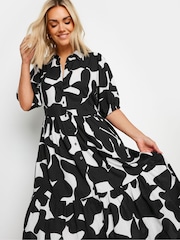 Schwarz - Yours Curve 100% Cotton Abstract Tiered Shirt Dress - Bild 4 von 5