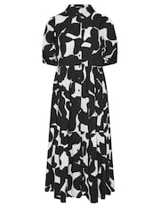 Schwarz - Yours Curve 100% Cotton Abstract Tiered Shirt Dress - Bild 5 von 5