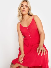 Yours Curve Red Tiered Crinkle Maxi Dress - Image 5 of 6