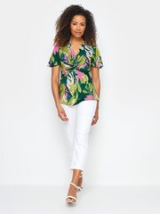 M&Co Green Print Twist Front Top - Image 3 of 5
