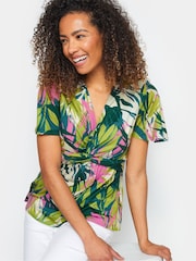 M&Co Green Print Twist Front Top - Image 4 of 5