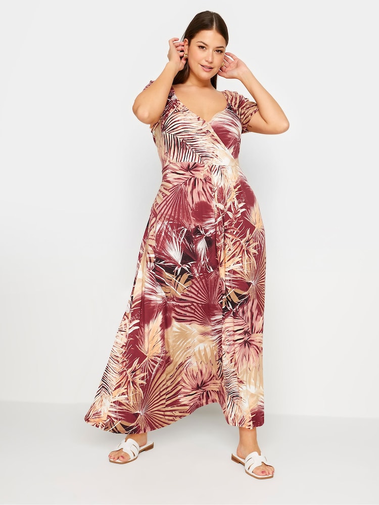 Vestido largo cruzado con estampado de hojas de Yours Curve - Imagen 1 de 5 Vestido largo cruzado con estampado de hojas de Yours Curve - Imagen 1 de 5