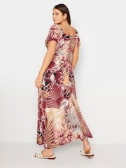 Yours Curve Red Leaf Print Wrap Maxi Dress - Image 3 of 5