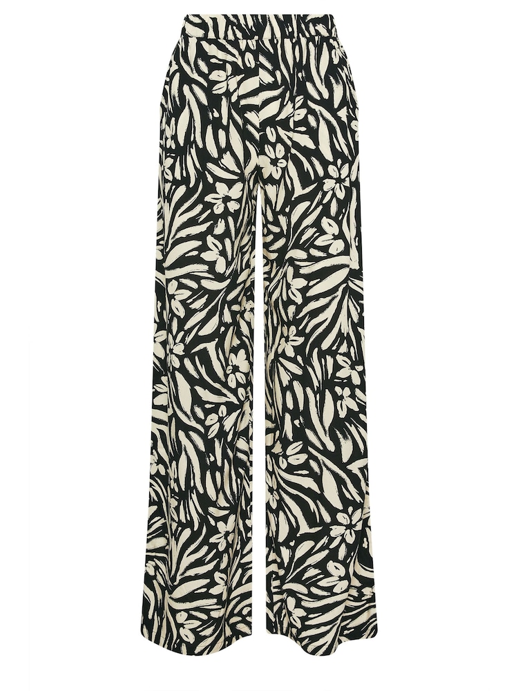 Long Tall Sally Black Floral Wide Leg Trousers - Image 6 of 6
