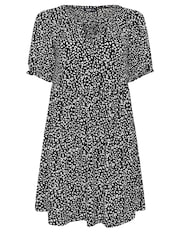 Yours Curve Black Leopard Print Textured Mini Dress - Image 5 of 5