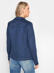 Long Tall Sally Blue Faux Swede Biker Jacket - Image 2 of 5